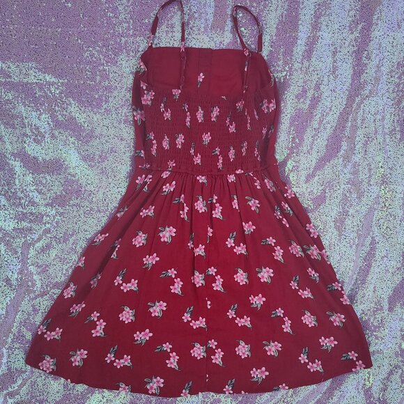 Hollister Red Floral Dress with Adjustable Straps and Button Front!! - Picture 3 of 3